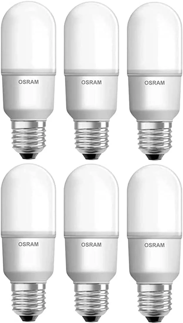 بسته لامپ ال ای دی Osram مدل E27 Value Stick نور سفید یخی 9 وات 4000 کلوین - بسته 6 عددی
