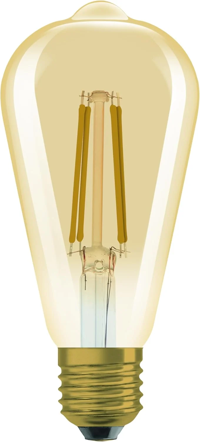 لامپ ال ای دی Osram Vintage 1906® Classic Edison Wire 60، پایه E27، دیمر پذیر، شکل ادیسونی، طلایی، 7.2 وات، 806 لومن، 2400 کلوین، نور سفید گرم کاهش یافته، مصرف کم، عمر طولانی لامپ ال ای دی Osram Vintage 1906® Classic Edison Wire 60، پایه E27، دیمر پذیر، شکل ادیسونی، طلایی، 7.2 وات، 806 لومن، 2400 کلوین، نور سفید گرم کاهش یافته، مصرف کم، عمر طولانی