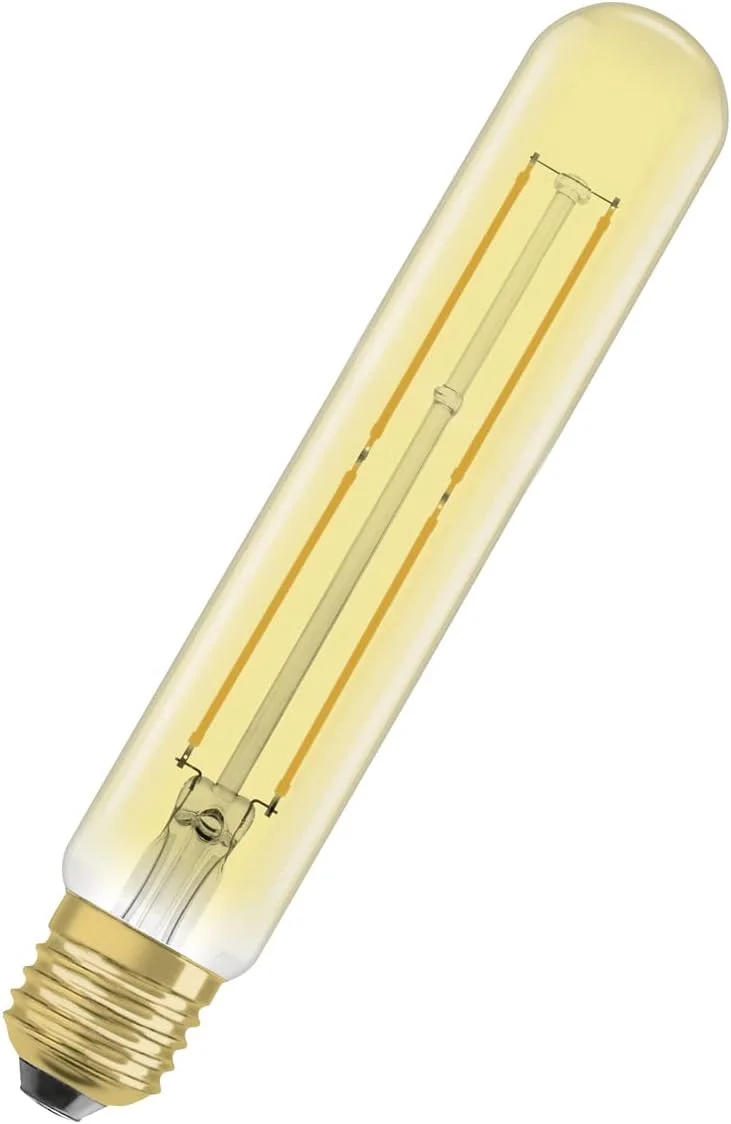 لامپ ادیسونی ال ای دی Osram Vintage Edition 1906، مدل لوله ای با پایه E27، غیر قابل تنظیم نور، 5 وات معادل 35 وات، شفاف، سفید گرم - 2000 کلوین، بسته 1 عددی [کلاس انرژی A+]