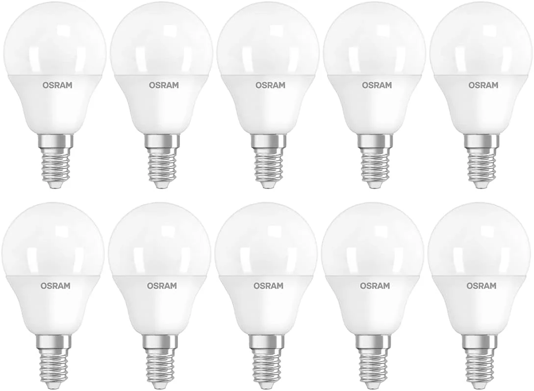 لامپ ال ای دی اشکی 5 وات Osram E14 P40 Value Classic نور گرم سفید 470 لومن 2700K بسته 10 عددی
