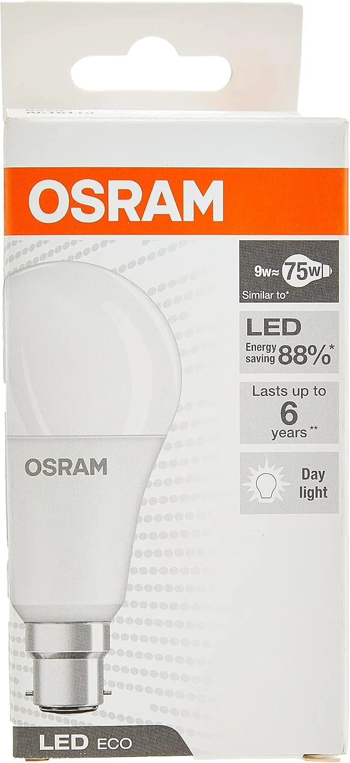 لامپ ال ای دی مات کلاسیک OsRAM Value (9 وات) پایه پیچی E27، 806 لومن نور روز/6500 کلوین، سفید، O-Led-Clsa-9W-Dl-F-S لامپ ال ای دی مات کلاسیک OsRAM Value (9 وات) پایه پیچی E27، 806 لومن نور روز/6500 کلوین، سفید، O-Led-Clsa-9W-Dl-F-S