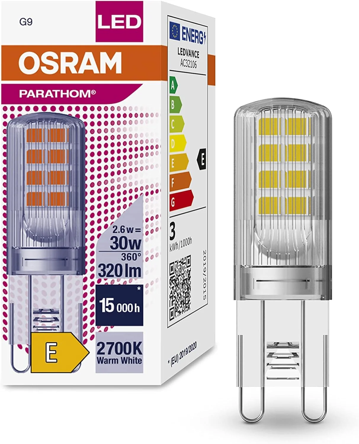 کپسول ال ای دی شفاف Osram Parathom، 30 نانودیم، 26 وات، 827، پایه G9