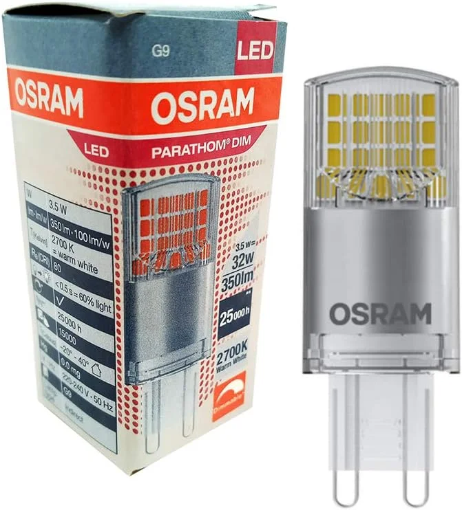 لامپ ال ای دی دیمر پذیر Osram PARATHOM DIM | توان 3.5 وات، پایه PIN G9، سفید گرم/2700 کلوین - 350 لومن