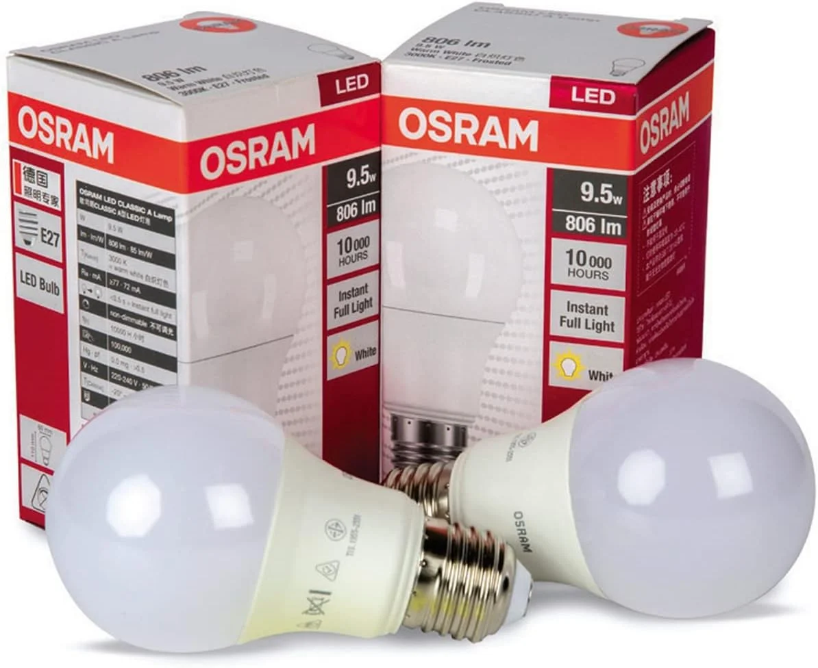 لامپ ال ای دی OSRAM PARATHOM CLASS A 60 9.5W مات، سرپیچ E27 - بسته 2 عددی