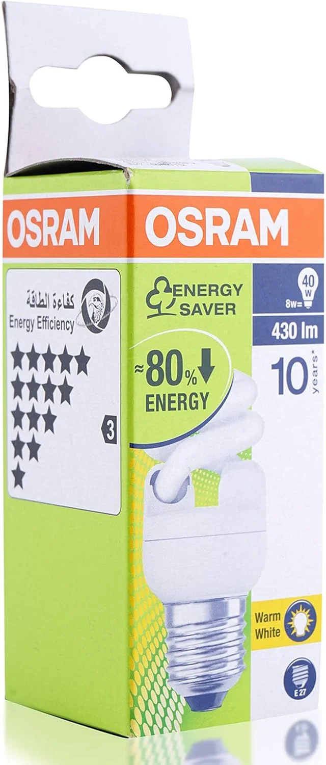 لامپ کم مصرف مینی تویست اسرام، سفید، Oesmtwist/8W/W/W/Sp