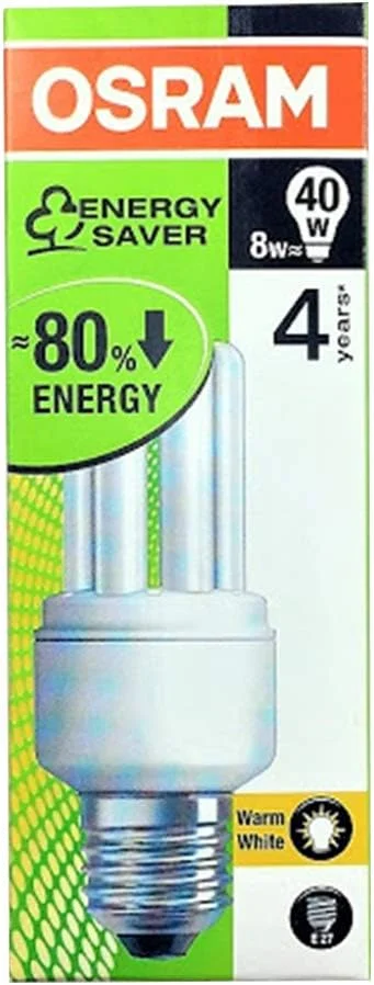 لامپ کم مصرف OSRAM ENERGY SAVER T3| CLFi، مدل استوانه ای، کم مصرف - (8 وات) پایه پیچی E27، سفید گرم لامپ کم مصرف OSRAM ENERGY SAVER T3| CLFi، مدل استوانه ای، کم مصرف - (8 وات) پایه پیچی E27، سفید گرم