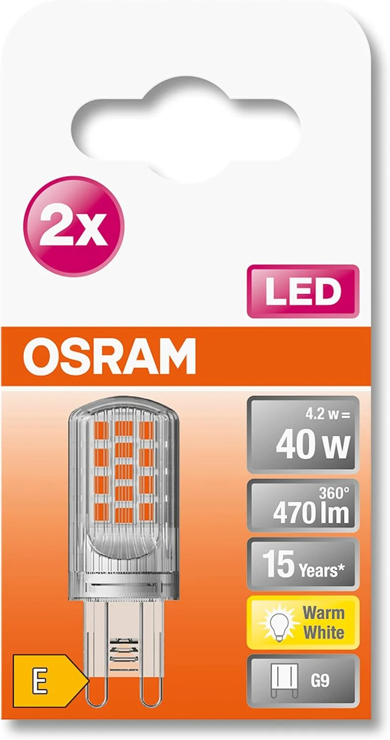 لامپ های ال ای دی OSRAM، ویژه، 4.2 وات، بسته دوتایی، پایه G9 (سفید گرم)