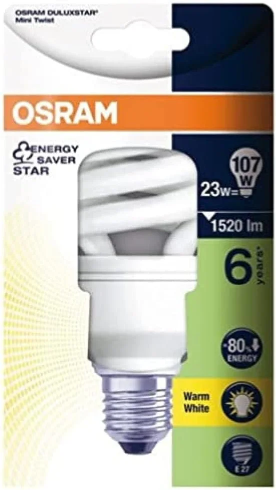 لامپ کم مصرف OSRAM / DULUX TWIST / پایه E27 / 23 وات / سفید گرم / 2700K