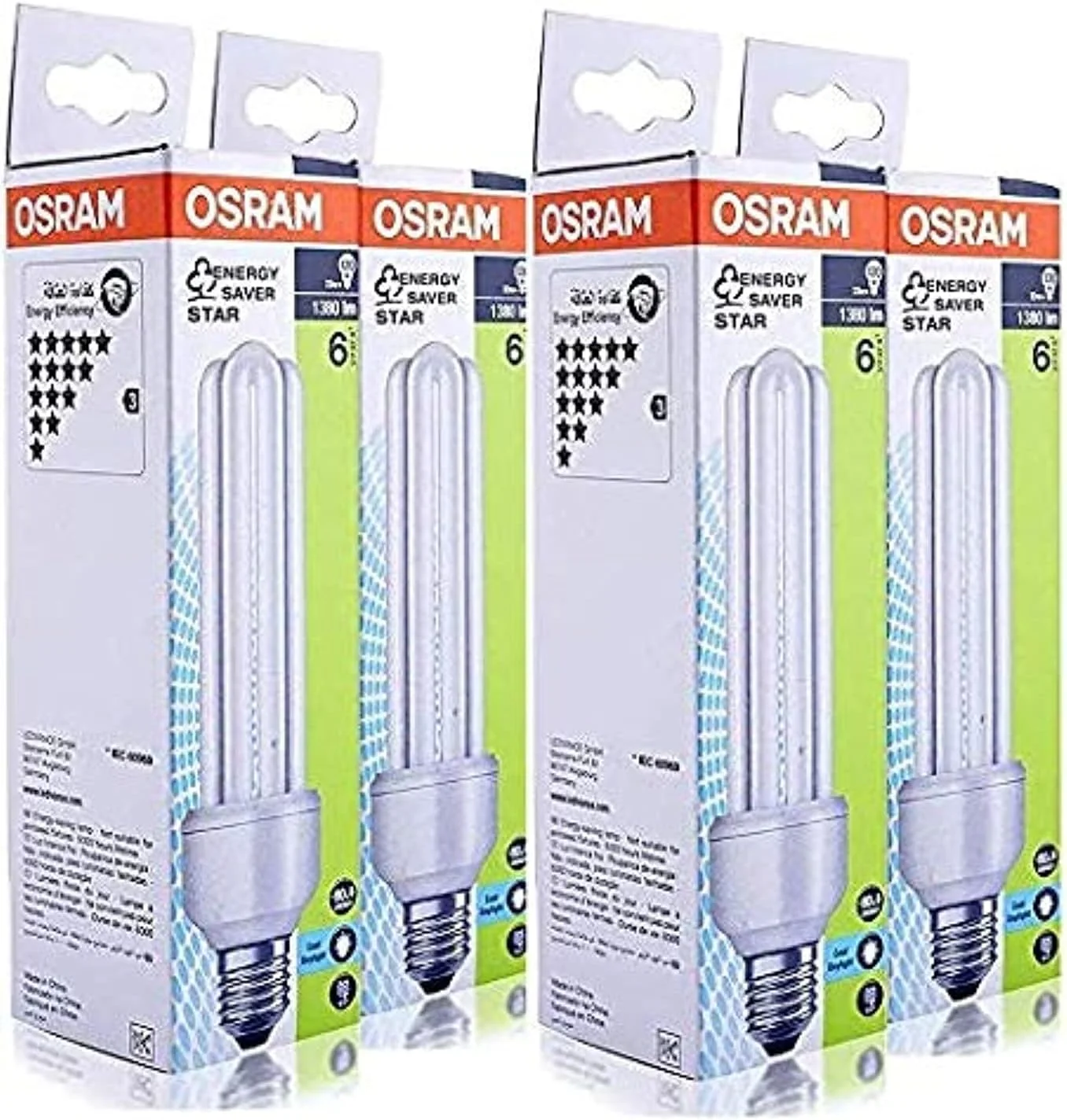 لامپ کم مصرف 23 وات OSRAM با سرپیچ E27، 1380 لومن، نور سفید گرم (بسته 4 عددی)