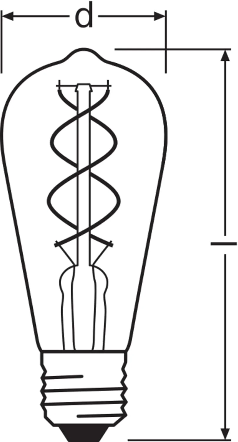 لامپ های ال ای دی دیمرپذیر اسرام، نسخه وینتیج، جایگزین 28 وات، پایه E27، شکل ST64، 2000 کلوین، سفید گرم راحت، شیشه شفاف، 1 عدد
