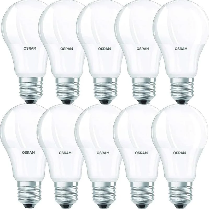 لامپ ال ای دی 10 وات دیمر پذیر Osram E27 2700K، سفید گرم، بسته 10 عددی