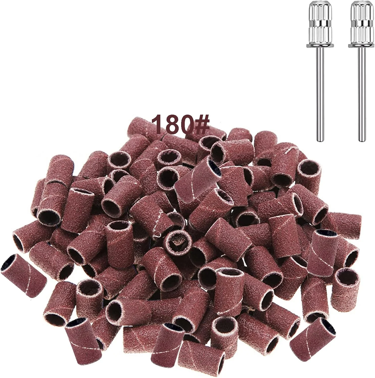 بسته 100 عددی نوارهای سمباده ناخن Yoezuo، نوارهای سمباده ای هنری ناخن، سمباده ناخن درجه 180 به همراه 2 عدد سری دریل ناخن برای دستگاه های دریل برقی ناخن، مانیکور و پدیکور