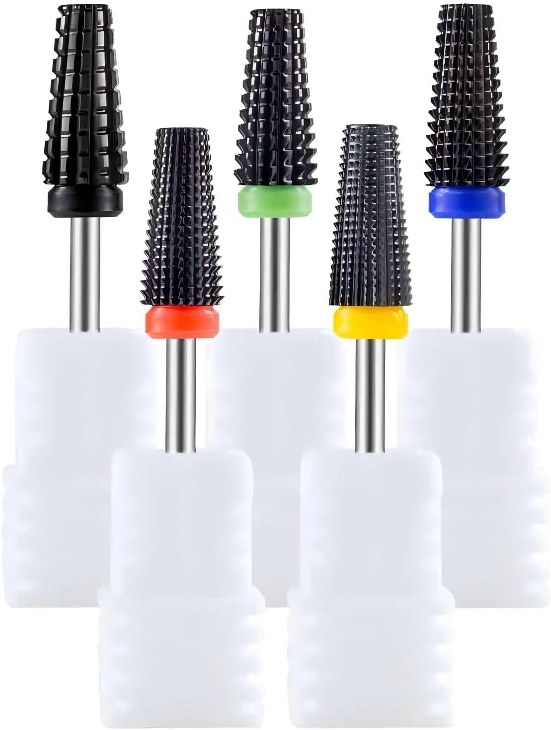 ست سر سوهان ناخن سرامیکی یاکاموز 5 عددی - سایز 3/32 اینچ، کیت سر سوهان برقی حرفه ای برای از بین بردن کوتیکول، مناسب برای ناخن های اکریلیک و ژل پلی، لوازم مانیکور سالن ناخن، چرخش دو طرفه