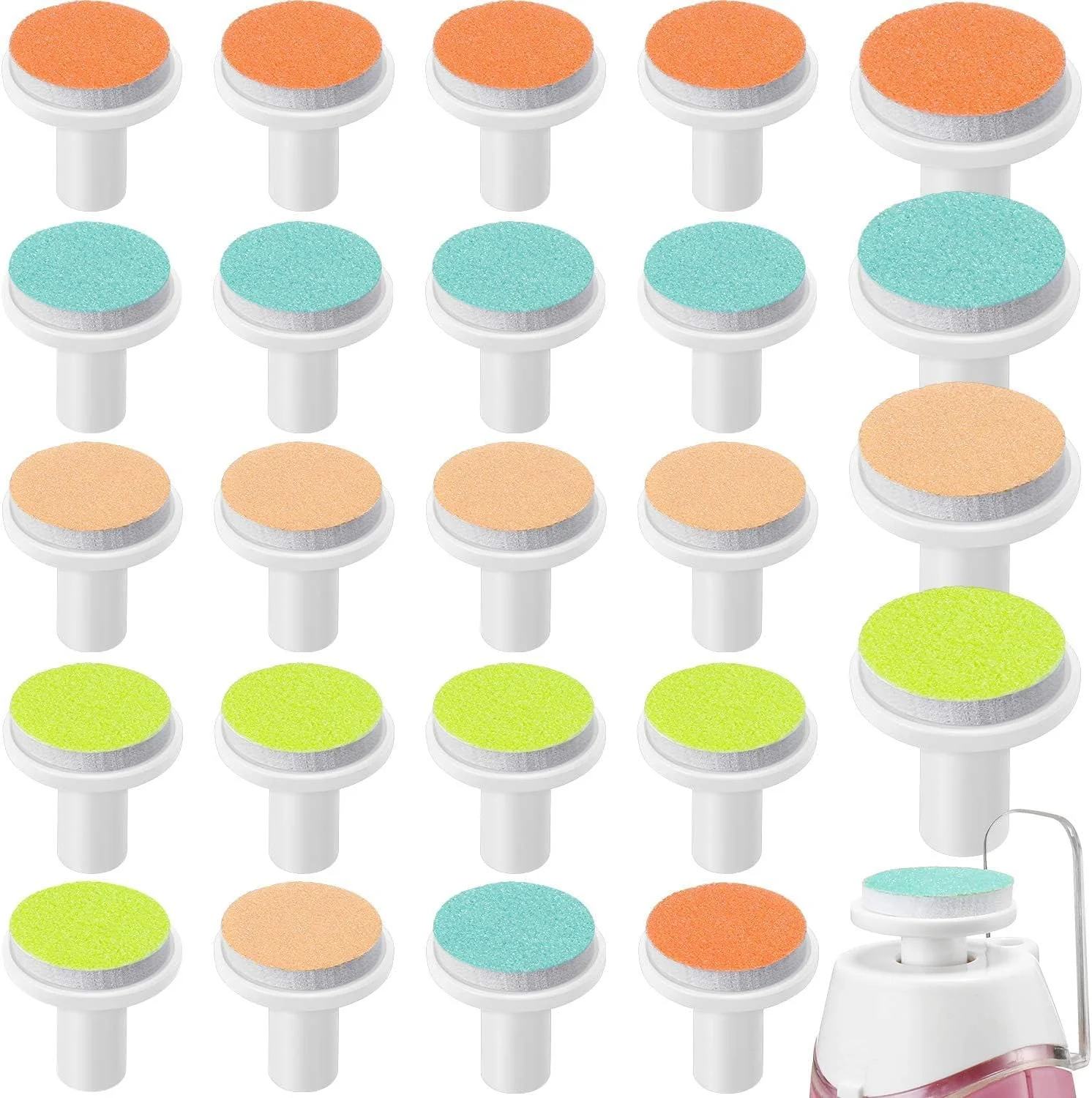 سری سنگ سوهان ناخن نوزاد یلاجوی، پدهای جایگزین سوهان برقی ناخن، بسته 24 عددی - طراحی ویژه سن، سطح سمباده ای ایمن، کیت چند رنگ