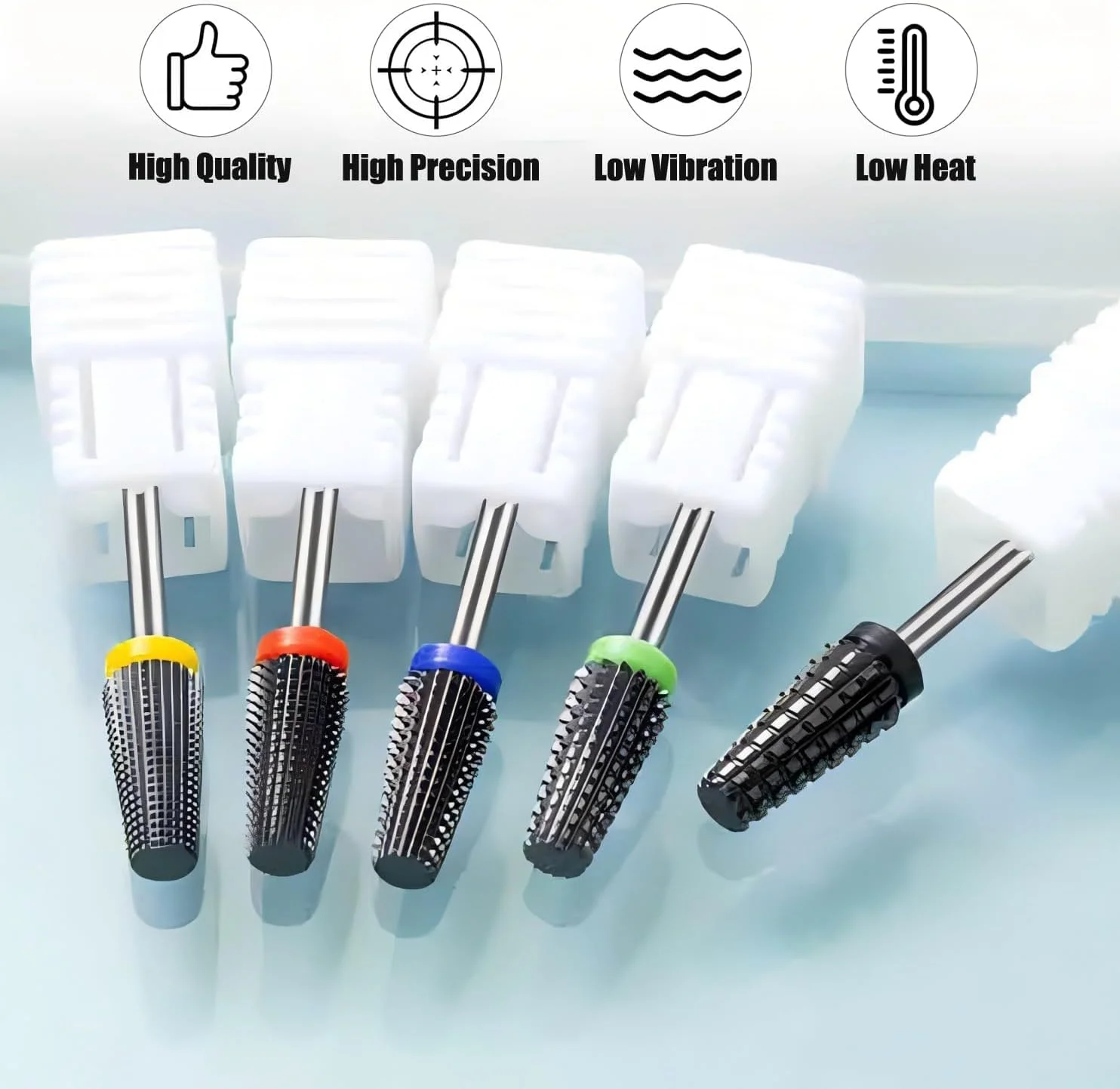 ست سر سوهان ناخن سرامیکی یاکاموز 5 عددی - سایز 3/32 اینچ، کیت سر سوهان برقی حرفه ای برای از بین بردن کوتیکول، مناسب برای ناخن های اکریلیک و ژل پلی، لوازم مانیکور سالن ناخن، چرخش دو طرفه