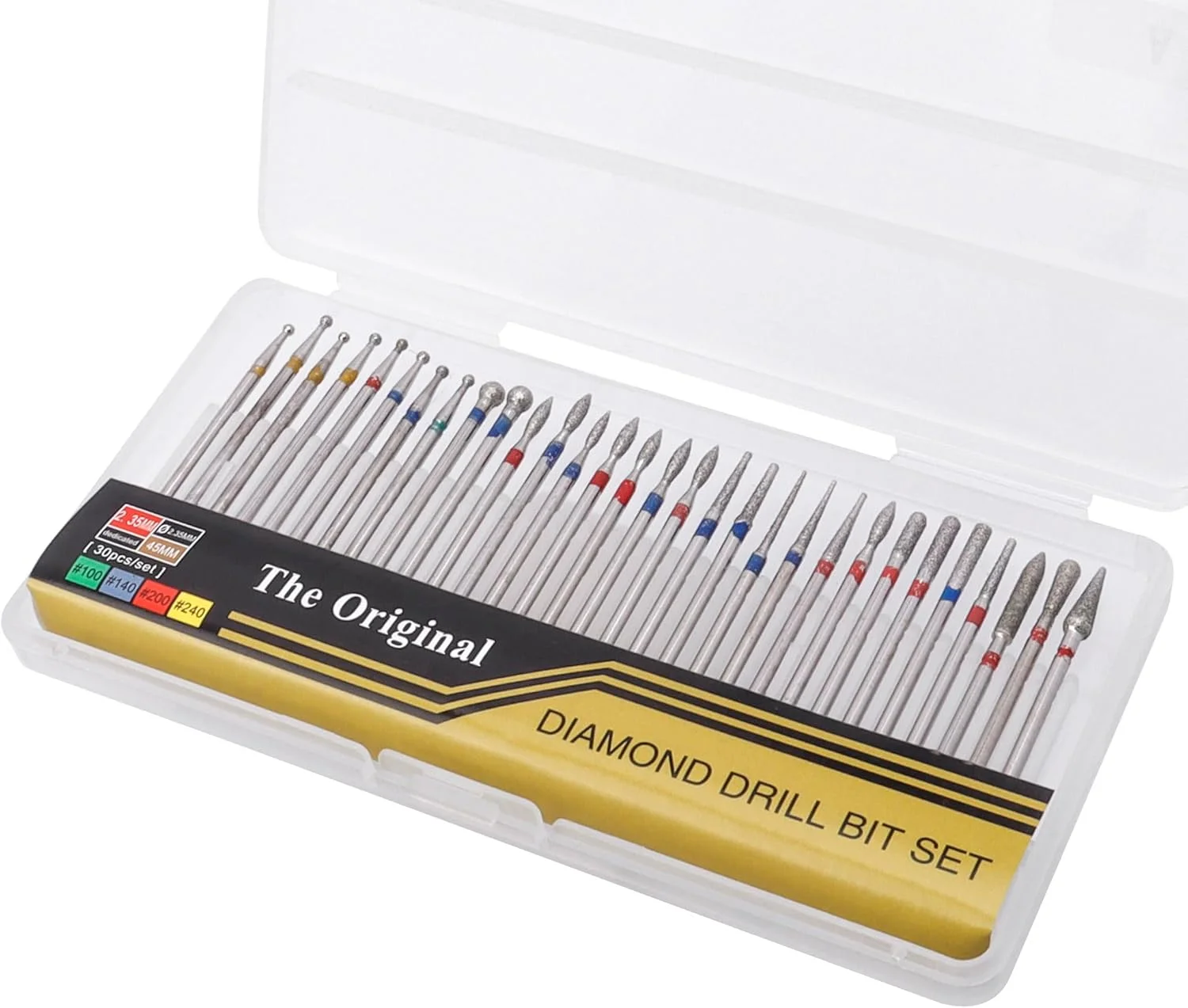 یاکاموز 30 عدد سری مته الماسه کوچک برای دستگاه مانیکور، shank 3/32 اینچی، سری سوهان برقی برای از بین بردن لاک ژل، ناخن های اکریلیک، آماده سازی کوتیکول ها