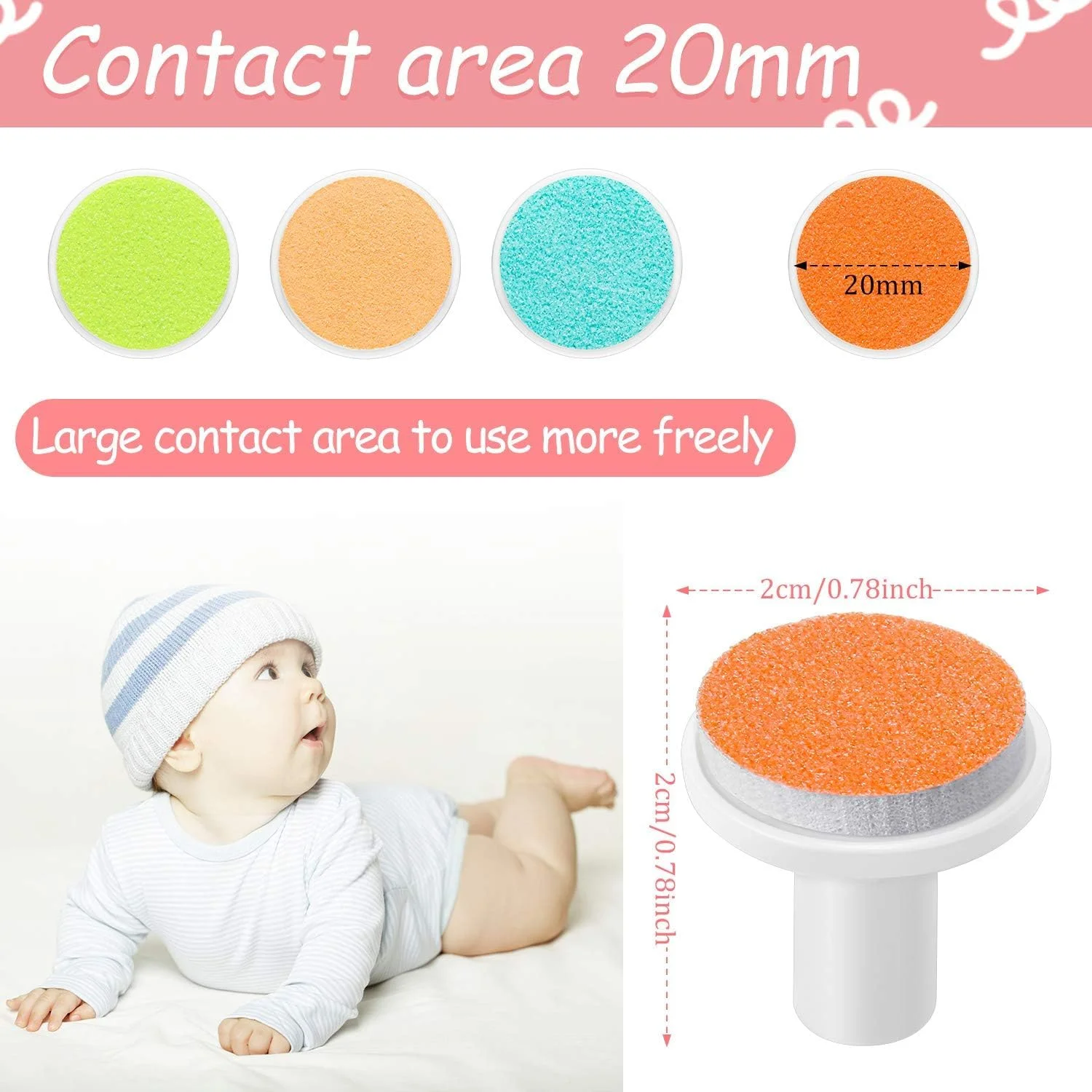 سری سنگ سوهان ناخن نوزاد یلاجوی، پدهای جایگزین سوهان برقی ناخن، بسته 24 عددی - طراحی ویژه سن، سطح سمباده ای ایمن، کیت چند رنگ