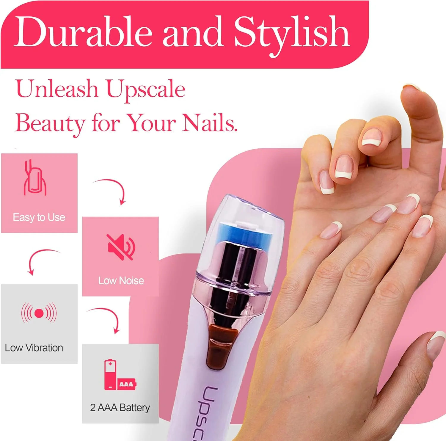 بافر، سوهان و پولیش ناخن حرفه ای (3 در 1)، ابزار مانیکور و پدیکور برقی برای سوهان و براق کردن آسان ناخن های دست و پا - سفید