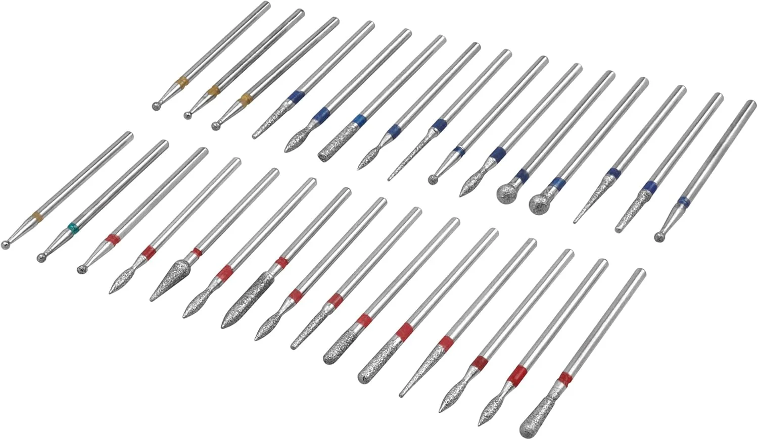 یاکاموز 30 عدد سری مته الماسه کوچک برای دستگاه مانیکور، shank 3/32 اینچی، سری سوهان برقی برای از بین بردن لاک ژل، ناخن های اکریلیک، آماده سازی کوتیکول ها