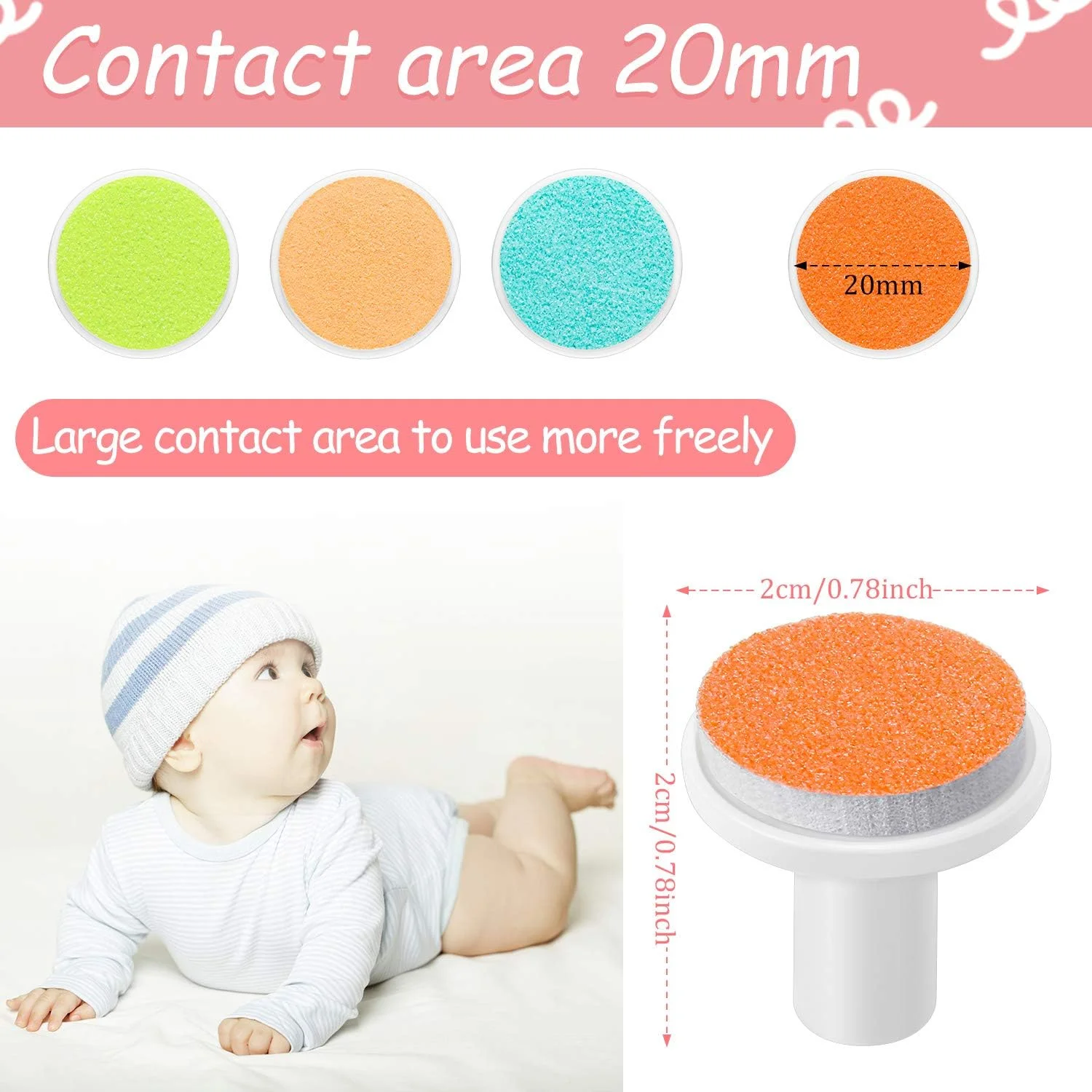 24 عدد پد سوهان ناخن نوزاد، پد جایگزین ناخن گیر، سری سنگ زنی ناخن برقی نوزاد برای ناخن گیر برقی استاندارد کودک مناسب برای نوزاد تازه متولد شده (صورتی، آبی روشن، سبز، نارنجی)
