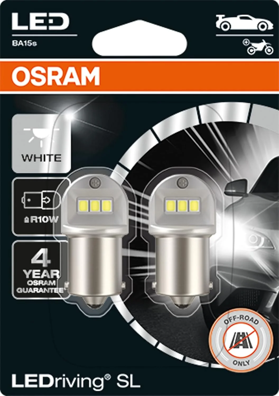 چراغ های سیگنال OSRAM LEDriving SL، ≜ R10W، سفید 6000K، LED Retrofit، فقط برای استفاده خارج از جاده، جعبه دوتایی (2 عدد لامپ)
