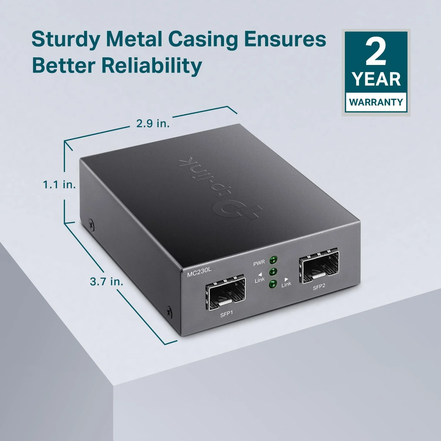 TP-Link MC230L | مبدل فیبر گیگابیتی SFP به SFP | تبدیل بین 2 ماژول گیگابیتی SFP | Plug & Play | بدنه فلزی بادوام | سازگاری متنوع | قابلیت تعویض سریع