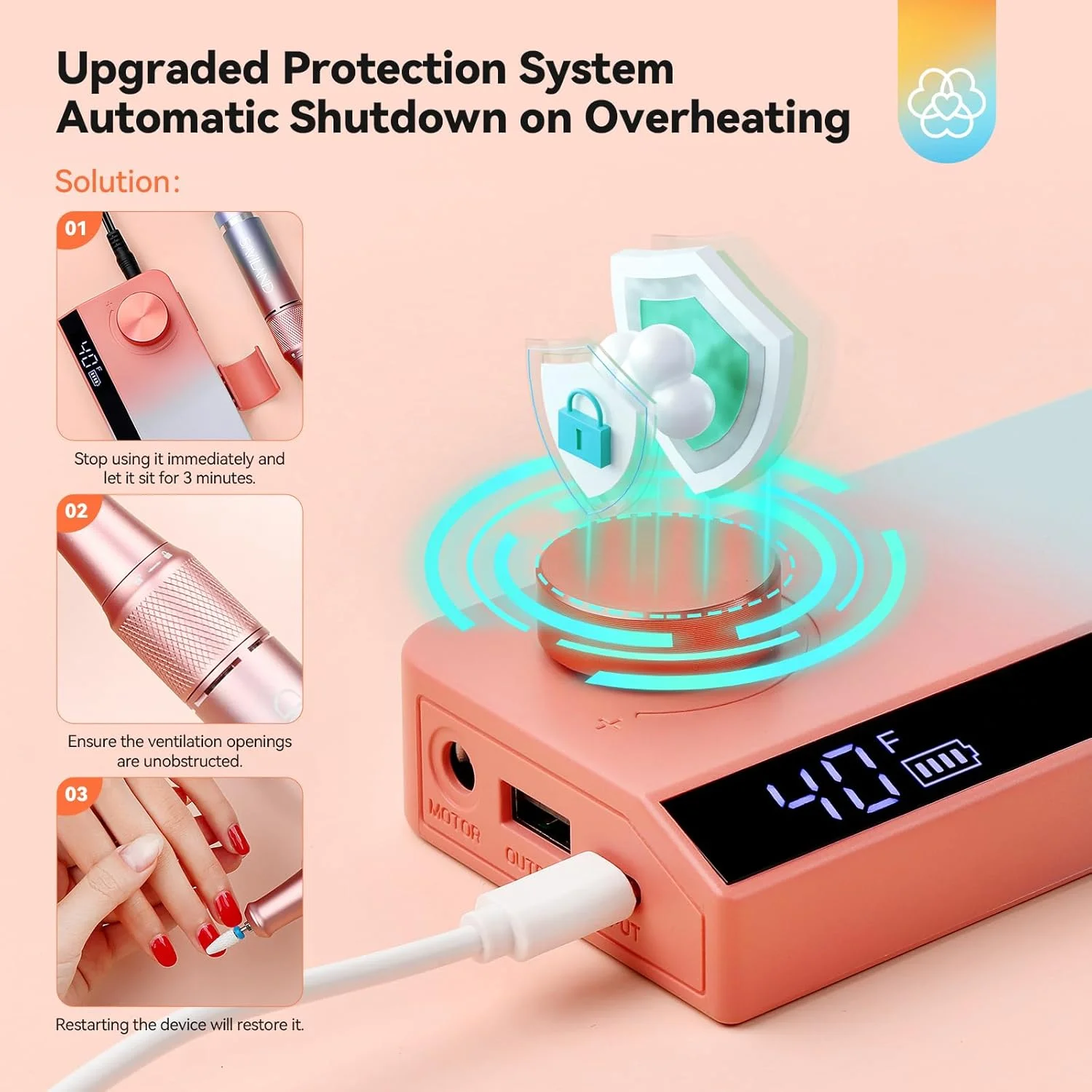 دستگاه سوهان برقی ناخن حرفه ای ساویلند: کیت سوهان برقی ارتقا یافته 40000 دور در دقیقه با طرح رنگی گرادیان غروب آفتاب زیبا 2024، سوهان ناخن قابل حمل و بافر برای استفاده در سالن، مانیکور پدیکور دستگاه سوهان برقی ناخن حرفه ای ساویلند: کیت سوهان برقی ارتقا یافته 40000 دور در دقیقه با طرح رنگی گرادیان غروب آفتاب زیبا 2024، سوهان ناخن قابل حمل و بافر برای استفاده در سالن، مانیکور پدیکور