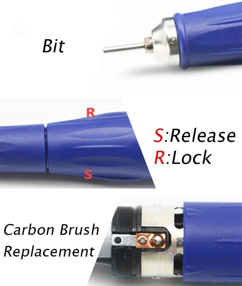 دستگاه پولیش ناخن حرفه ای 35000 دور در دقیقه، مجموعه لوازم مراقبت از ناخن انگشتان دست و پا، سوهان برقی ناخن، سنگ سنباده ناخن ضخیم، بافر سوهان برقی ناخن