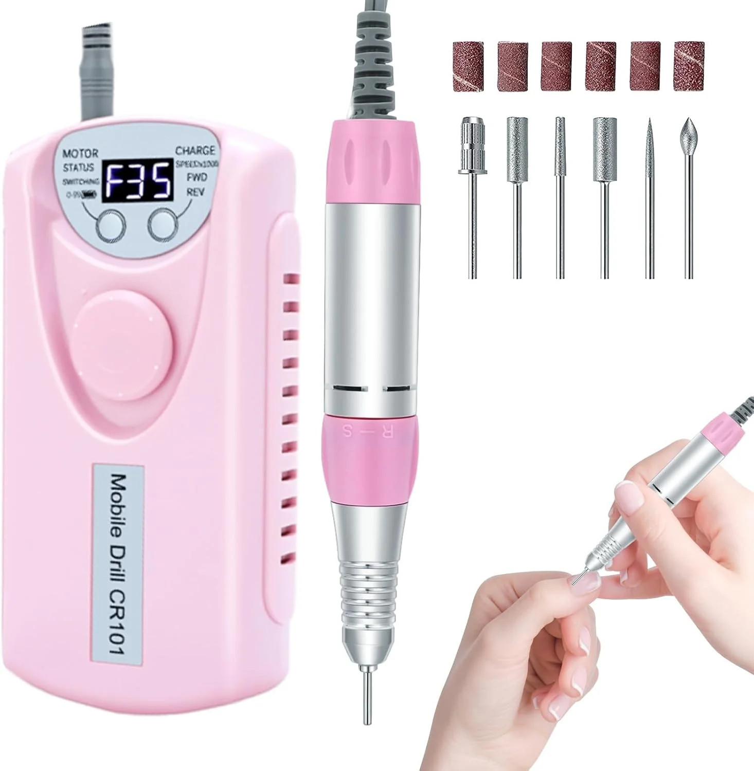 دستگاه سوهان برقی ناخن حرفه ای COYZU با سرعت 35000 دور در دقیقه، قابل حمل و بی سیم، به همراه سر سوهان، سوهان برقی قابل شارژ برای ناخن های اکریلیک و ژل، ابزار مانیکور و پدیکور برای سالن خانگی، صورتی دستگاه سوهان برقی ناخن حرفه ای COYZU با سرعت 35000 دور در دقیقه، قابل حمل و بی سیم، به همراه سر سوهان، سوهان برقی قابل شارژ برای ناخن های اکریلیک و ژل، ابزار مانیکور و پدیکور برای سالن خانگی، صورتی