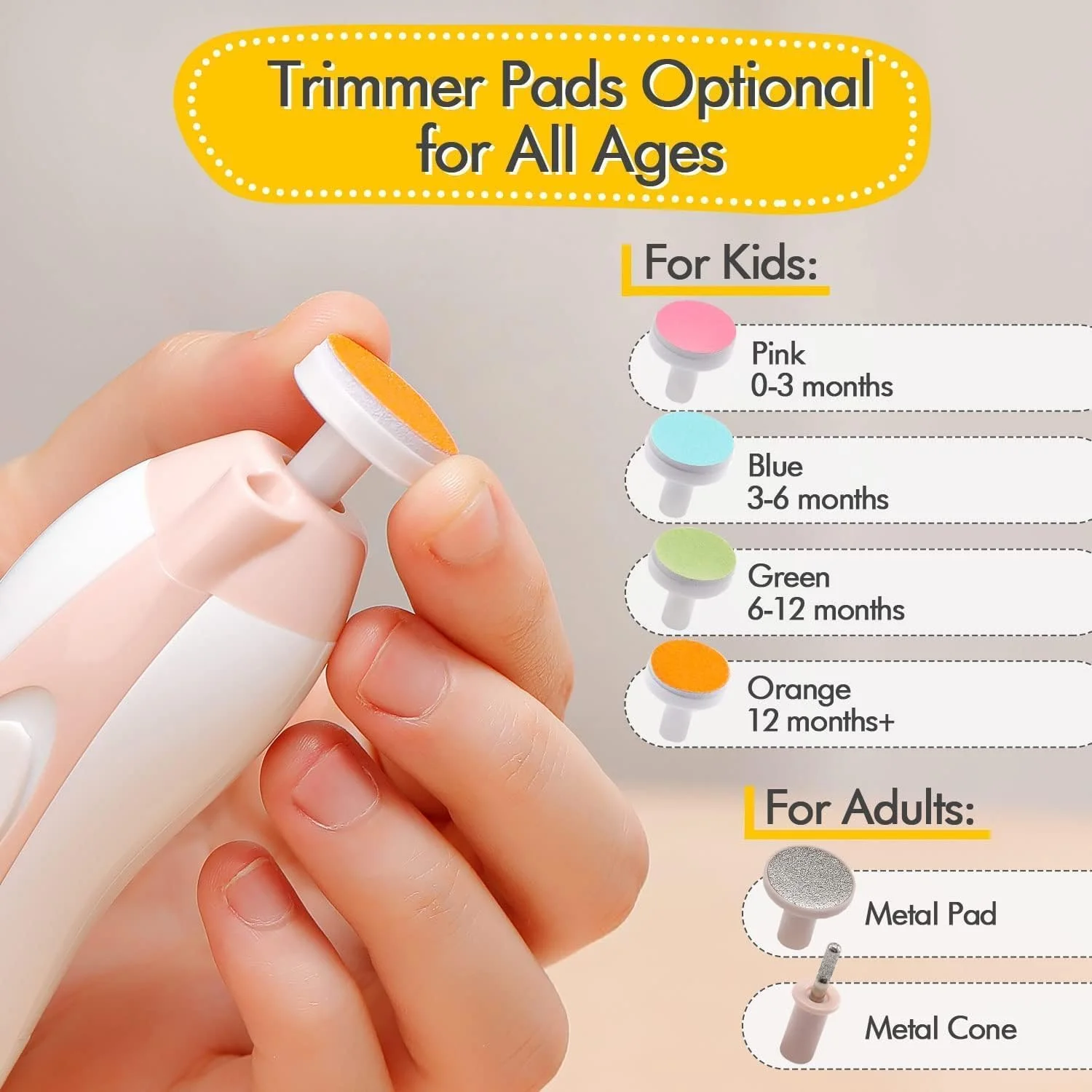 سوهان ناخن برقی نرم و بدون درد برای نوزادان با چراغ LED، سرهای رنگی و جعبه جمع و جور - ایده آل برای هدیه دادن به والدین جدید. سوهان ناخن برقی نرم و بدون درد برای نوزادان با چراغ LED، سرهای رنگی و جعبه جمع و جور - ایده آل برای هدیه دادن به والدین جدید.