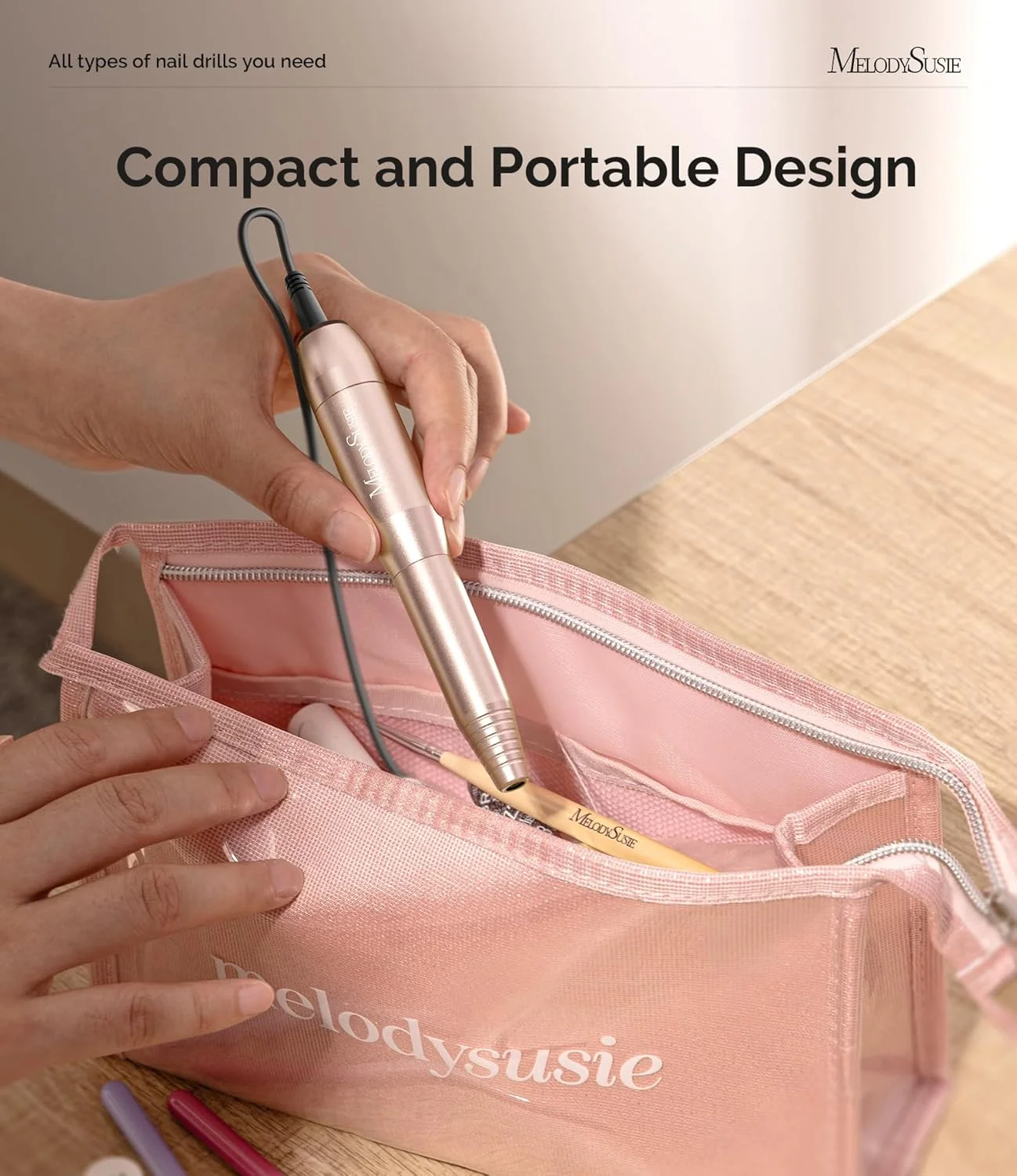 دستگاه سوهان برقی ناخن MelodySusie مدل 11 در 1، ست سوهان برقی قابل حمل برای ناخن های ژلیش و اکریلیک، ابزار مانیکور پدیکور به همراه سر سوهان، نوارهای سمباده و برس گردگیری، طلایی دستگاه سوهان برقی ناخن MelodySusie مدل 11 در 1، ست سوهان برقی قابل حمل برای ناخن های ژلیش و اکریلیک، ابزار مانیکور پدیکور به همراه سر سوهان، نوارهای سمباده و برس گردگیری، طلایی