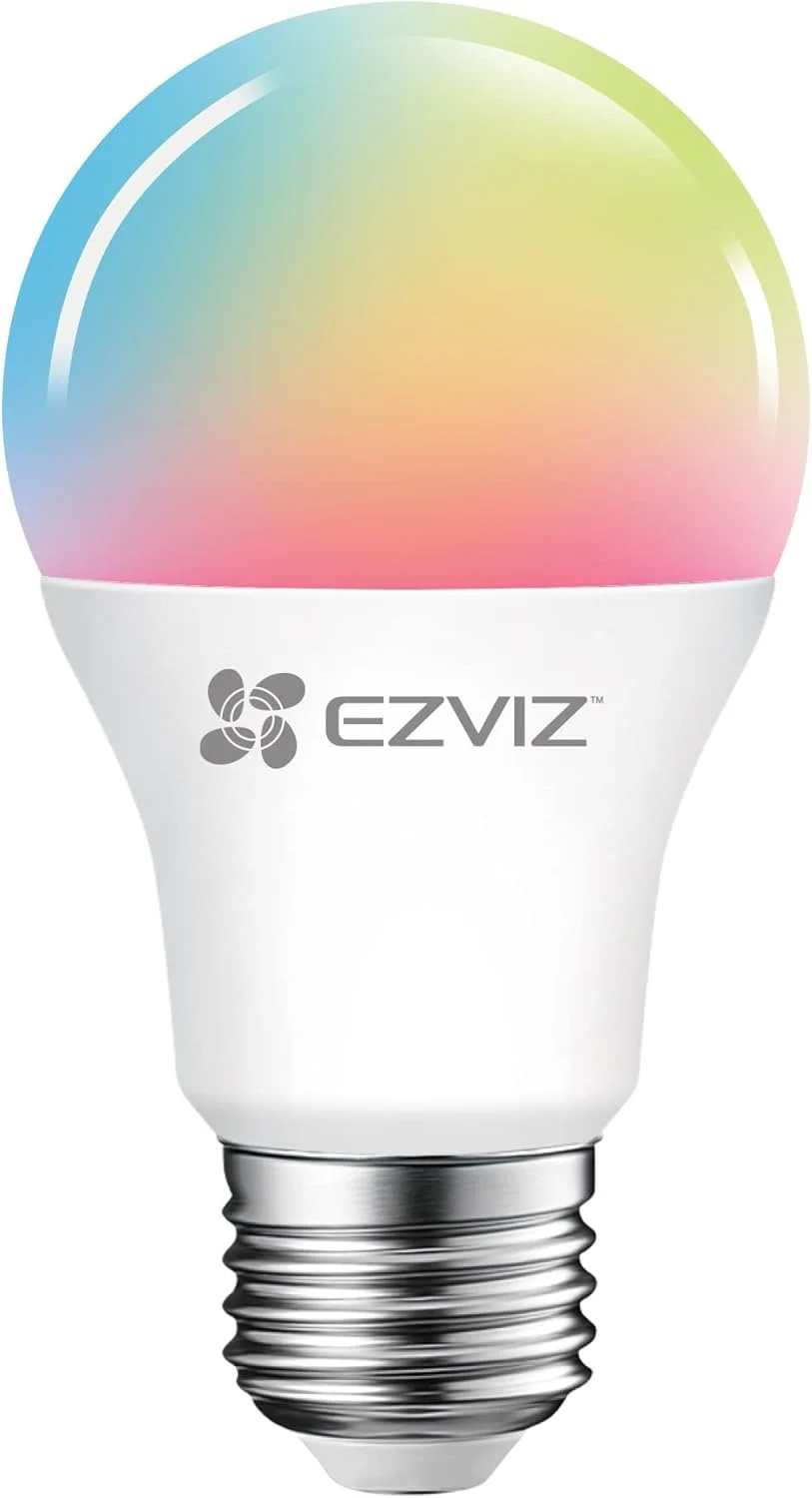 لامپ هوشمند ال ای دی رنگی و دیمر پذیر EZVIZ LB1 با عملکرد تایمر - چراغ های ال ای دی با 8 حالت قابل تنظیم، پایه E27، وای فای 2.4 گیگاهرتز، کنترل از راه دور و صوتی از طریق Google Assistant و Alexa