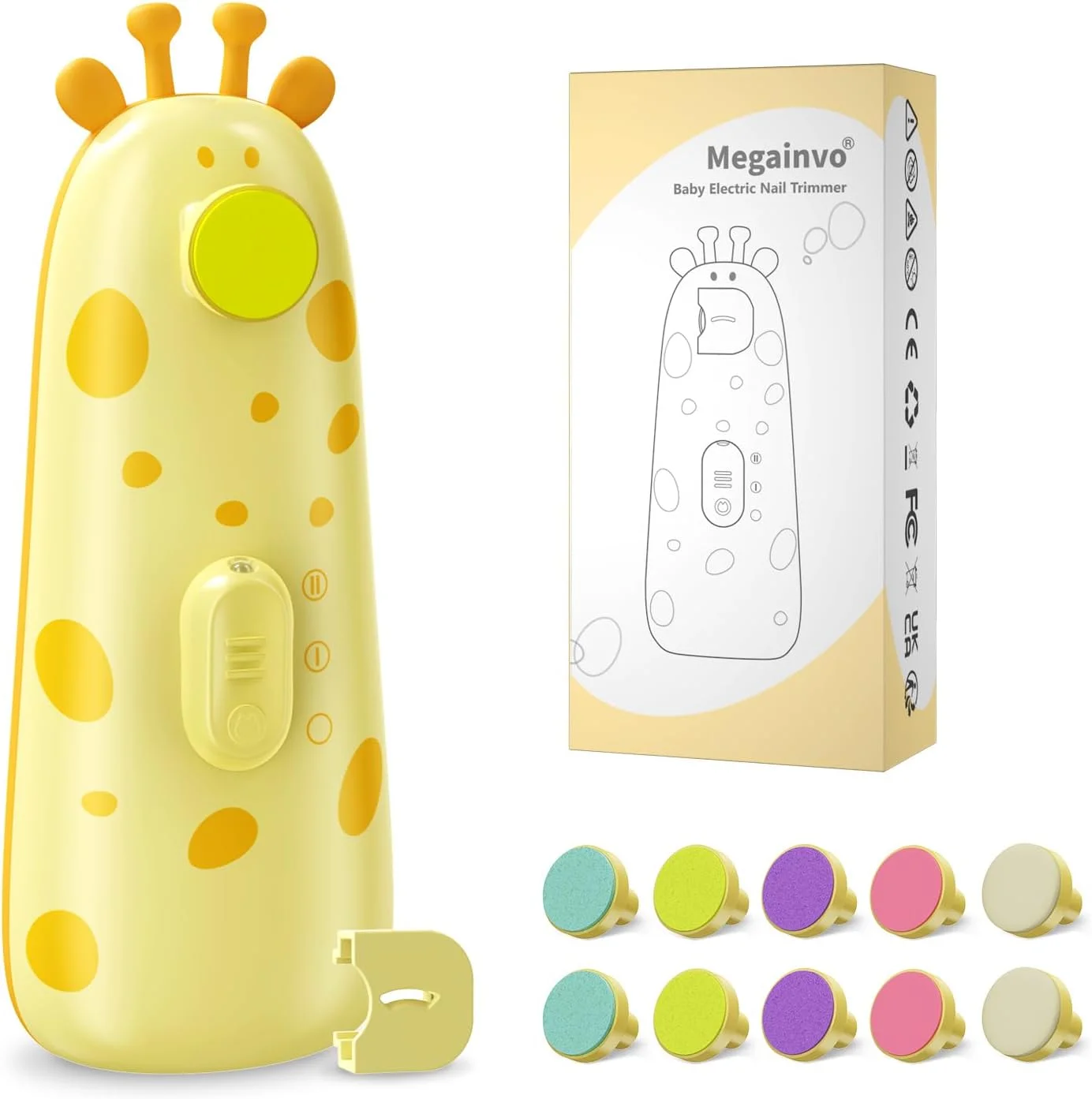 سوهان ناخن برقی کودک Megainvo با چراغ و 10 سری سمباده، ست مراقبت از ناخن ایمن و بی صدا برای نوزاد، کودک نوپا، انگشتان دست و پا - نارنجی سوهان ناخن برقی کودک Megainvo با چراغ و 10 سری سمباده، ست مراقبت از ناخن ایمن و بی صدا برای نوزاد، کودک نوپا، انگشتان دست و پا - نارنجی