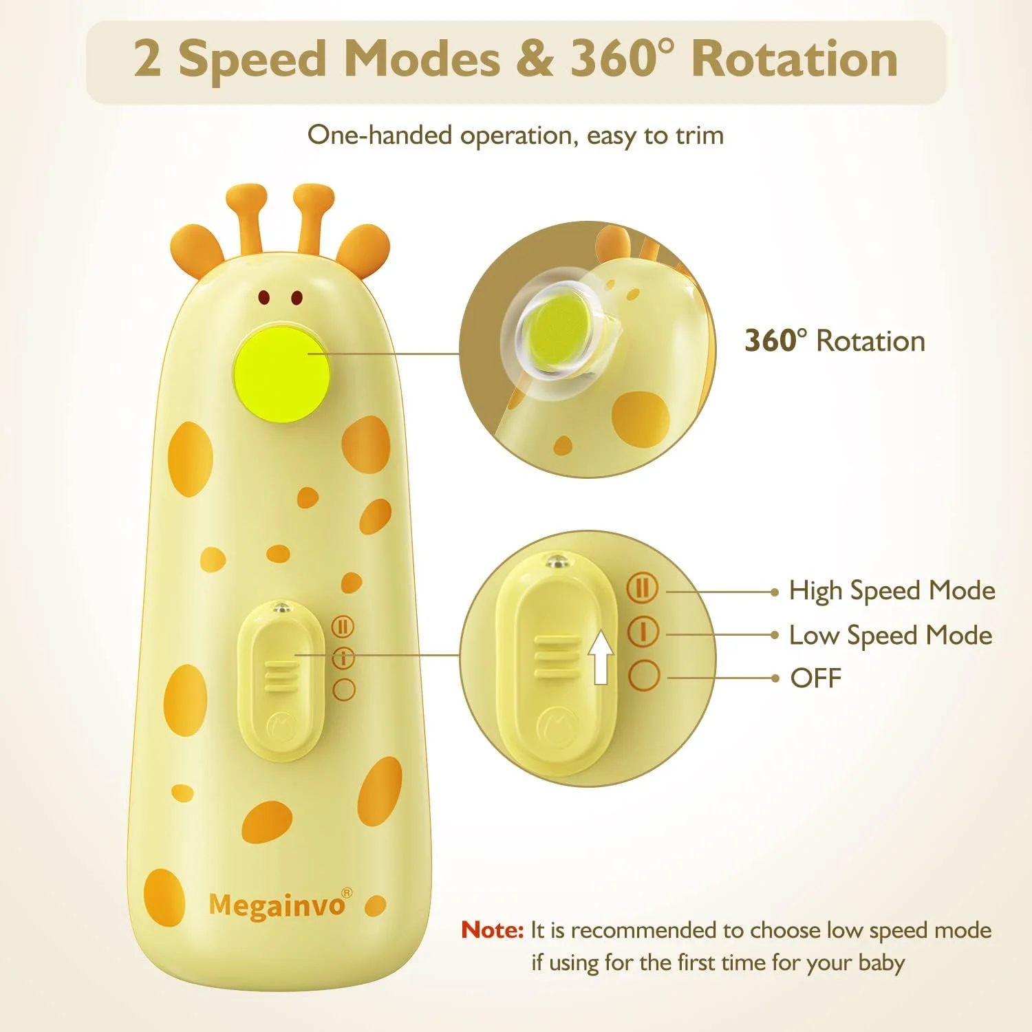 سوهان ناخن برقی کودک Megainvo با چراغ و 10 سری سمباده، ست مراقبت از ناخن ایمن و بی صدا برای نوزاد، کودک نوپا، انگشتان دست و پا - نارنجی سوهان ناخن برقی کودک Megainvo با چراغ و 10 سری سمباده، ست مراقبت از ناخن ایمن و بی صدا برای نوزاد، کودک نوپا، انگشتان دست و پا - نارنجی