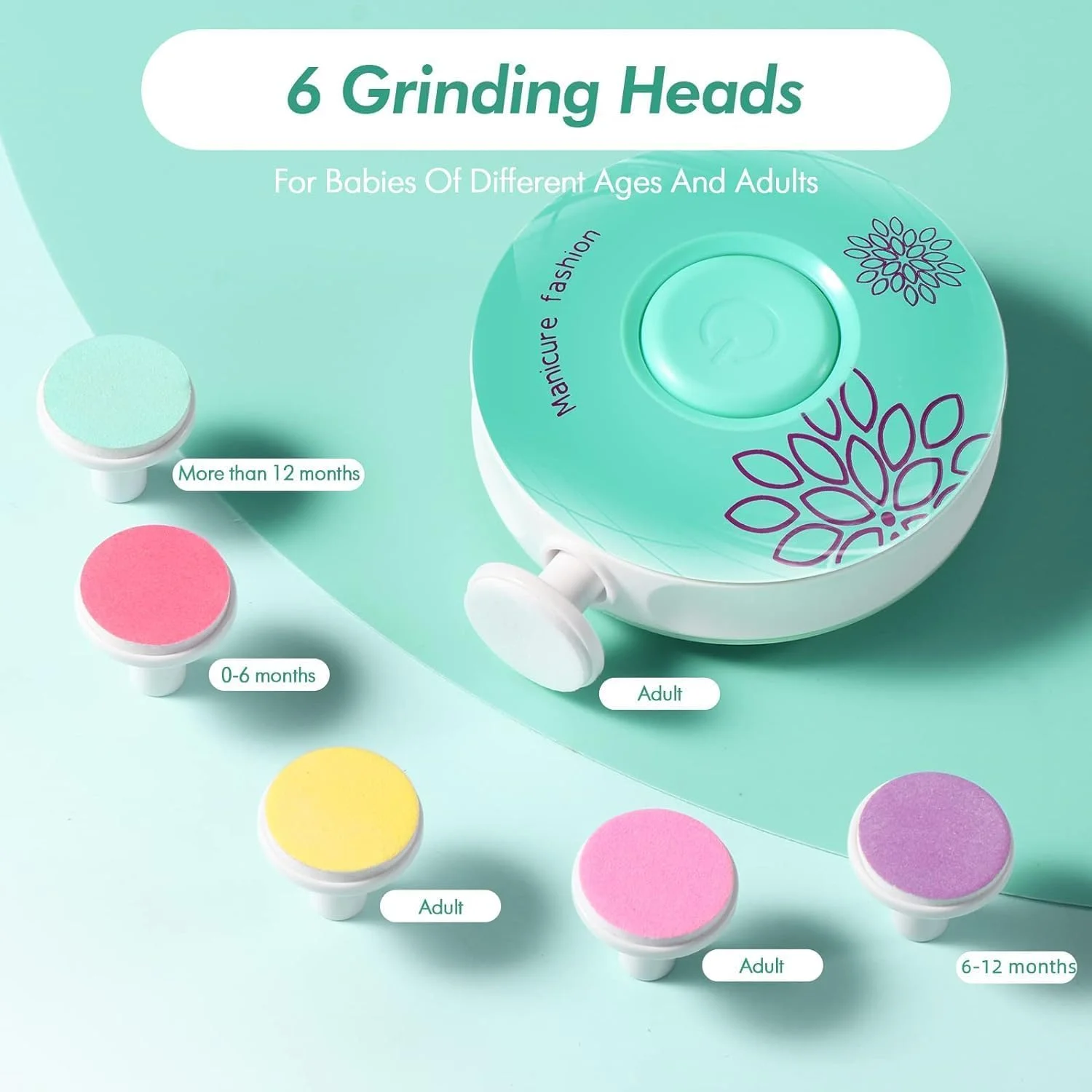 سوهان ناخن برقی کودک مک مولا با شش سری سنگ زنی قابل تعویض، ناخن گیر نوزاد با صدای کم