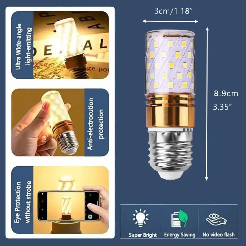 لامپ ال ای دی E27 (بسته 4 عددی) 3 در 1 تغییر رنگ به نور روز | سفید گرم | سفید سرد، بدون سوسو، صرفه جویی 90 درصدی در قبض برق، 360 درجه لومن، مناسب برای لوسترها، چراغ های دیواری، چراغ های رومیزی و غیره (طلایی) لامپ ال ای دی E27 (بسته 4 عددی) 3 در 1 تغییر رنگ به نور روز | سفید گرم | سفید سرد، بدون سوسو، صرفه جویی 90 درصدی در قبض برق، 360 درجه لومن، مناسب برای لوسترها، چراغ های دیواری، چراغ های رومیزی و غیره (طلایی)