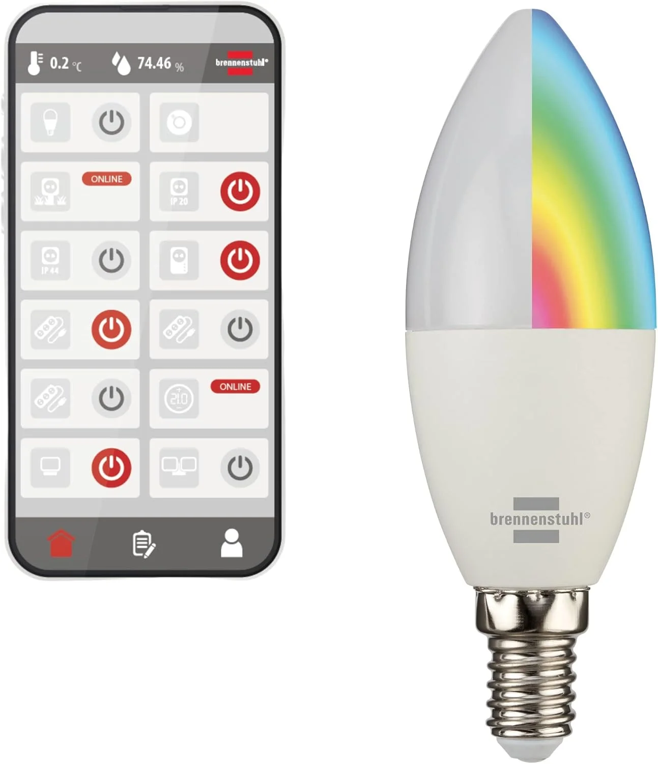 لامپ هوشمند وای فای Brennenstuhl LED با قابلیت تنظیم نور 5.5 وات E14، مدل شمعی