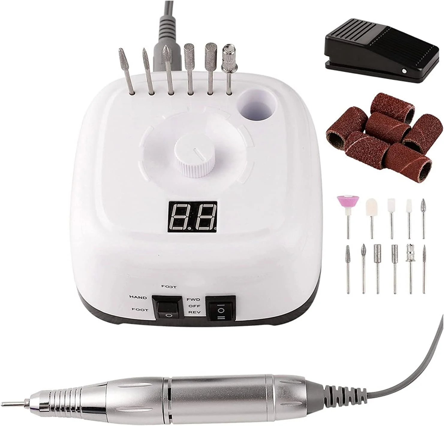دستگاه مانیکور و پدیکور HAIRA با سرعت 35000 دور در دقیقه به همراه پدال کنترل سرعت، ابزار ماشین مته ناخن برقی با سری های سنگ زنی دستگاه مانیکور و پدیکور HAIRA با سرعت 35000 دور در دقیقه به همراه پدال کنترل سرعت، ابزار ماشین مته ناخن برقی با سری های سنگ زنی