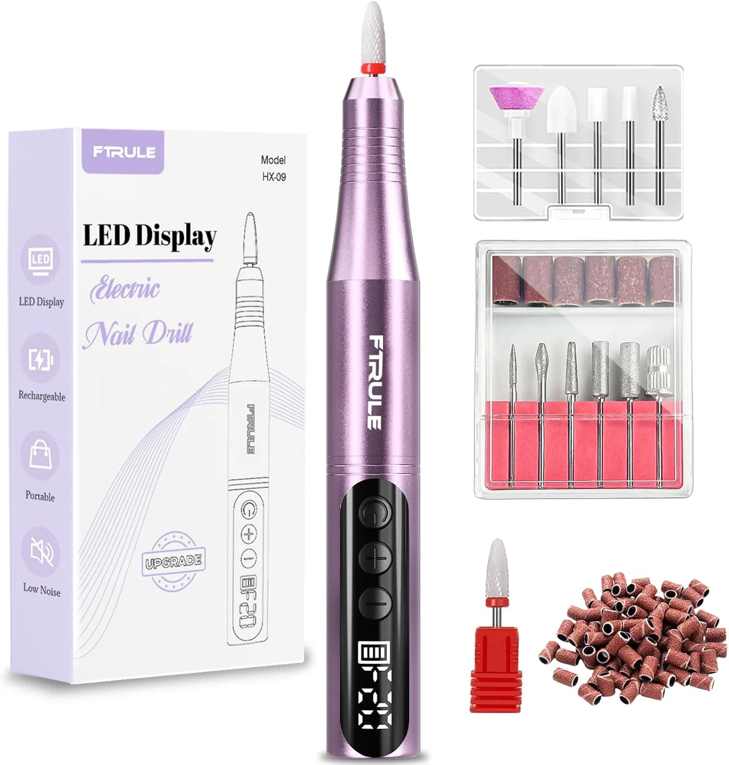 سوهان برقی ناخن بی سیم Ftrule: سوهان ناخن LED حرفه ای قابل حمل برای ناخن های پودر اکریلیک ژل، ابزار کیت مانیکور پدیکور با مته های ناخن و نوارهای سنباده، بنفش سوهان برقی ناخن بی سیم Ftrule: سوهان ناخن LED حرفه ای قابل حمل برای ناخن های پودر اکریلیک ژل، ابزار کیت مانیکور پدیکور با مته های ناخن و نوارهای سنباده، بنفش