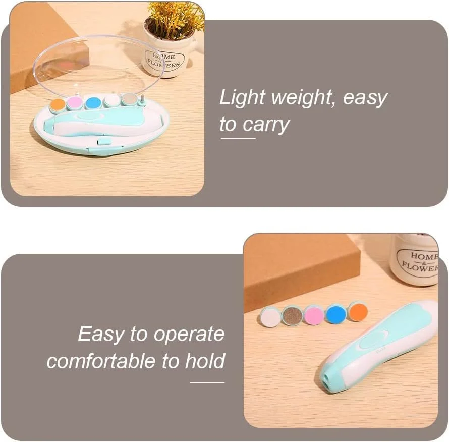 سوهان ناخن برقی نوزاد الترازون مدل 6 در 1 به همراه چراغ LED و سریهای مختلف برای نوزادان، کودکان نوپا و بزرگسالان (آبی) سوهان ناخن برقی نوزاد الترازون مدل 6 در 1 به همراه چراغ LED و سریهای مختلف برای نوزادان، کودکان نوپا و بزرگسالان (آبی)