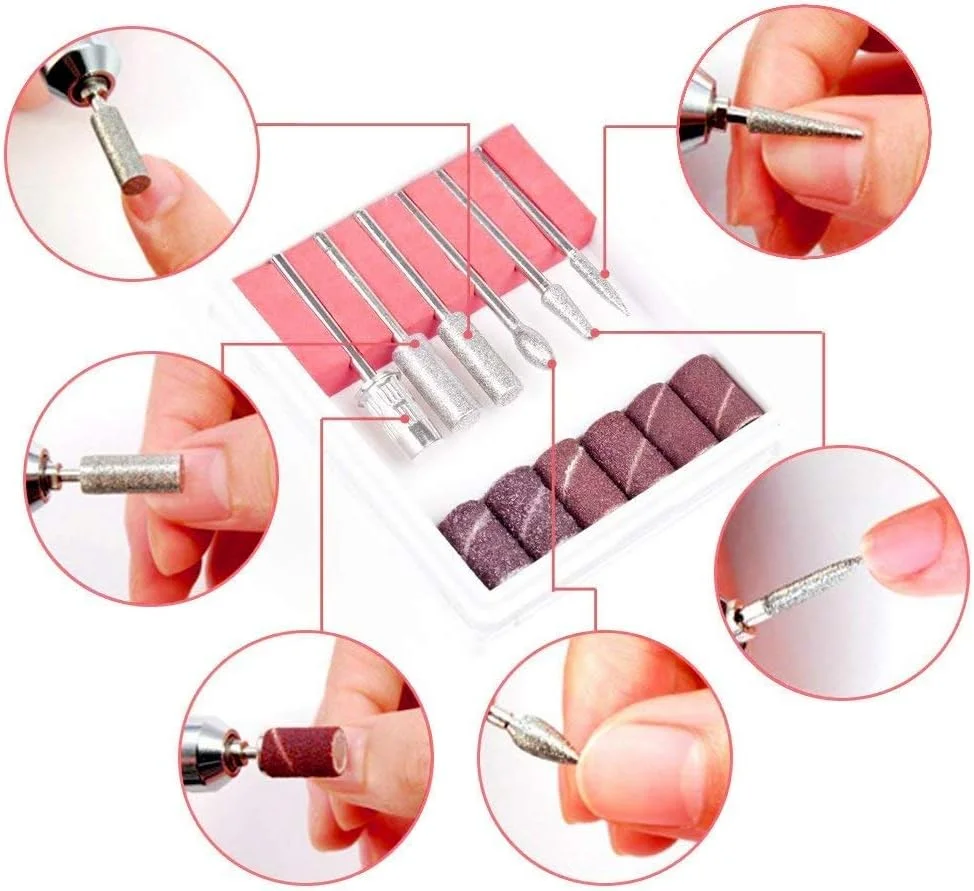 ست حرفه ای سوهان برقی قابل حمل آکریلیک eWINNER برای پولیش ناخن، پدیکور و مانیکور به همراه 6 سر سوهان