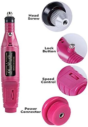 ست حرفه ای سوهان برقی قابل حمل آکریلیک eWINNER برای پولیش ناخن، پدیکور و مانیکور به همراه 6 سر سوهان