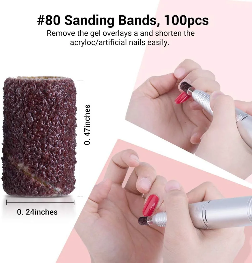 اکسفور 300 عدد نوار سمباده حرفه ای برای دریل ناخن، 80 زبر، 120 متوسط، 180 نرم