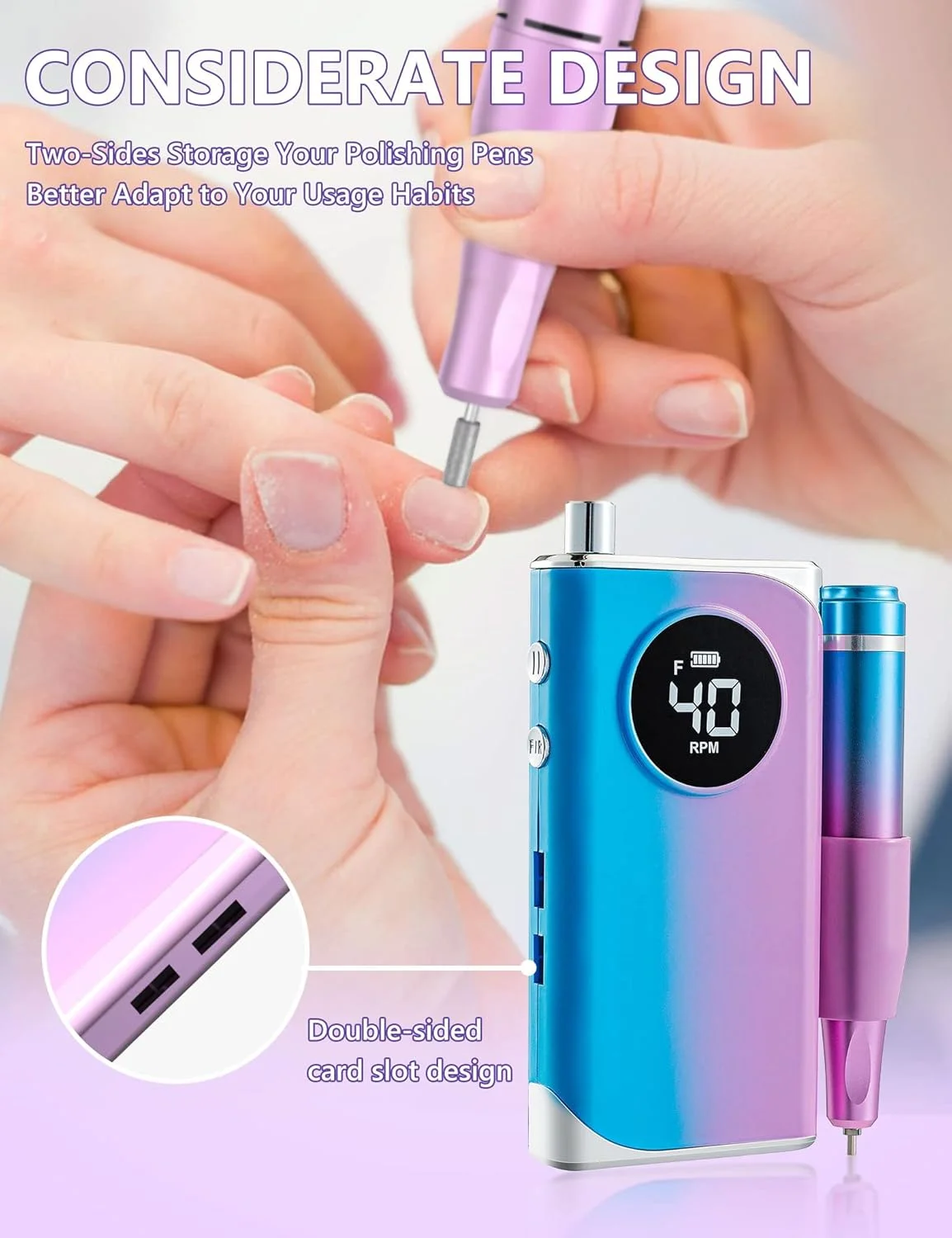 دستگاه سوهان برقی ناخن حرفه ای قابل حمل اکسفور، 40000 دور در دقیقه، دستگاه سوهان برقی قابل شارژ برای پولیش و از بین بردن لاک ژل و ناخن های اکریلیک، سوهان برقی بی سیم با کیت سر سوهان برای مانیکور سالن و منزل دستگاه سوهان برقی ناخن حرفه ای قابل حمل اکسفور، 40000 دور در دقیقه، دستگاه سوهان برقی قابل شارژ برای پولیش و از بین بردن لاک ژل و ناخن های اکریلیک، سوهان برقی بی سیم با کیت سر سوهان برای مانیکور سالن و منزل