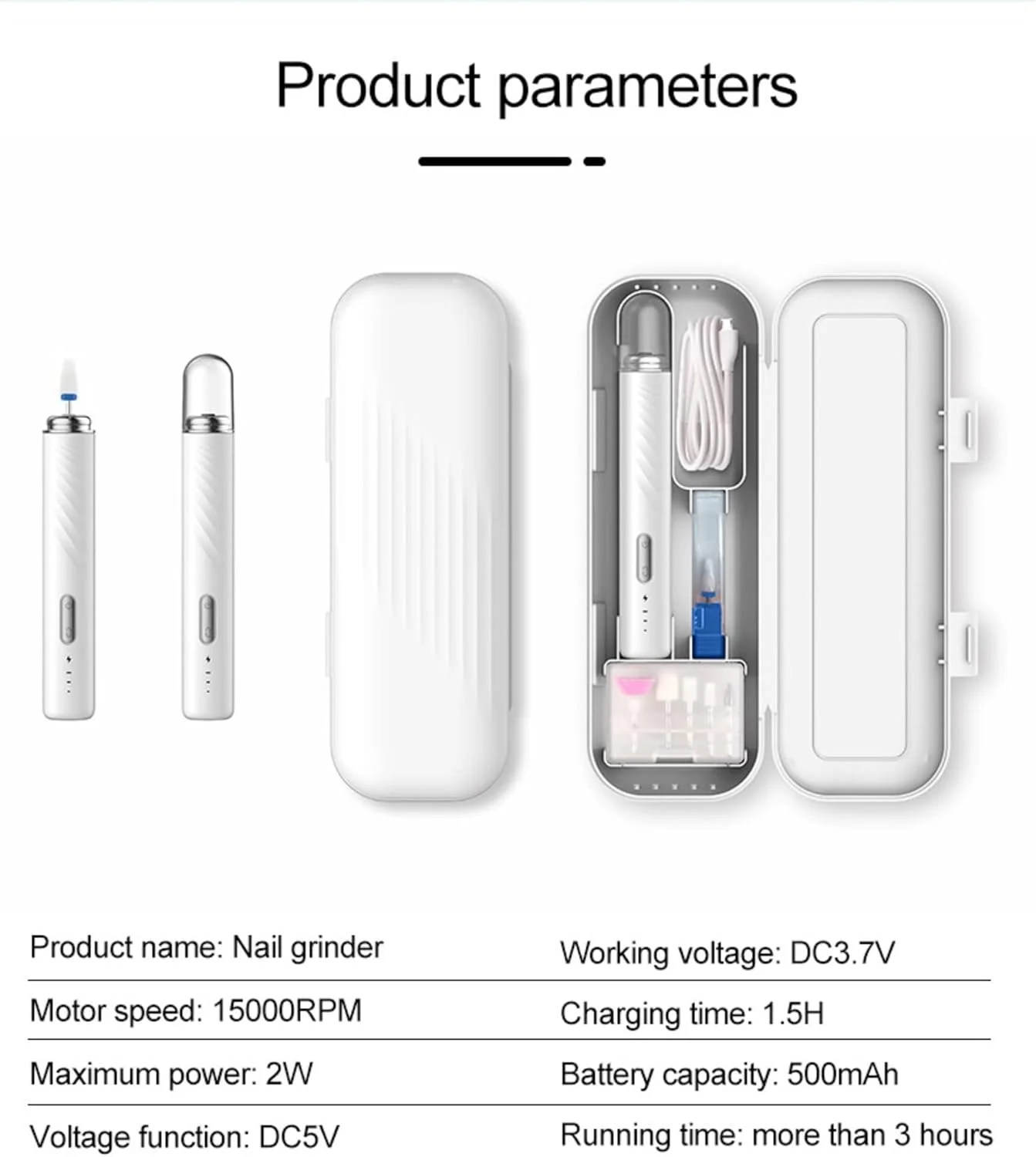 دستگاه سوهان ناخن برقی بی سیم Excefore، سنگ ناخن قابل حمل، کیت ابزار مانیکور، سوهان ناخن برای ریمو اکریلیک/ناخن های ژلی پولی/مانیکور/پدیکور/شکل دادن و پولیش/سالن ها، سوهان برقی ناخن با کیف قابل حمل