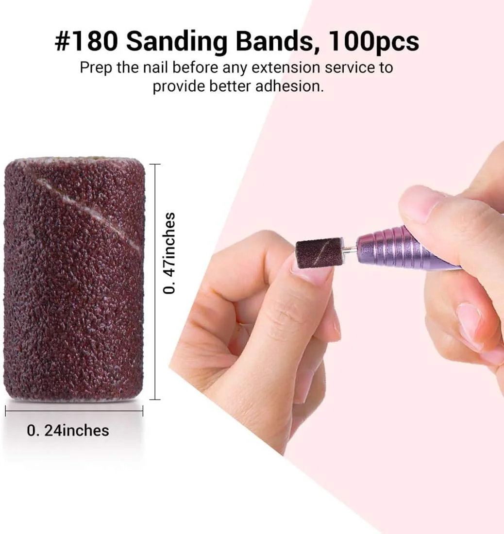 اکسفور 300 عدد نوار سمباده حرفه ای برای دریل ناخن، 80 زبر، 120 متوسط، 180 نرم