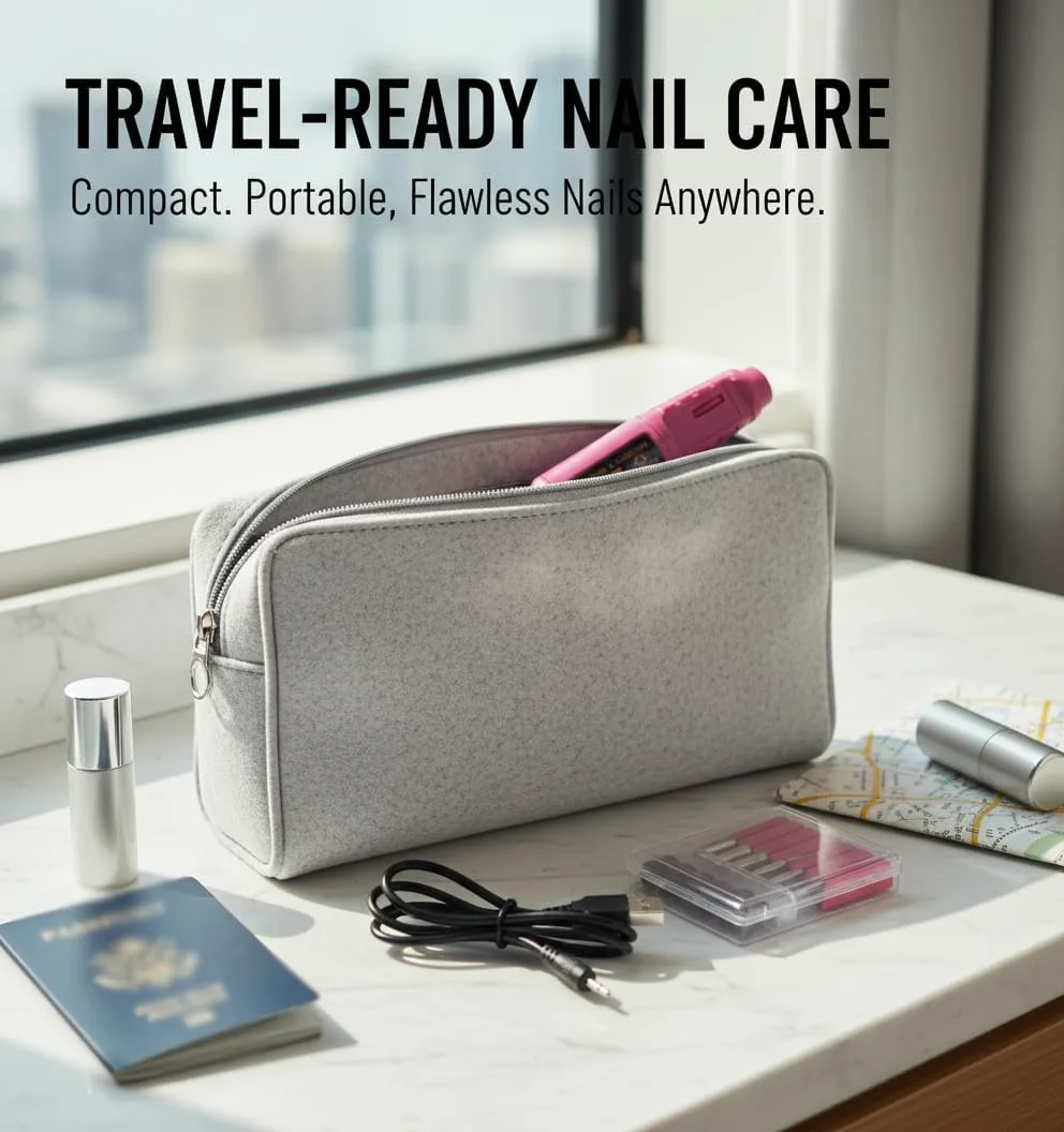 دستگاه سوهان برقی ناخن، دستگاه پولیش ناخن قابل حمل برای مانیکور و پدیکور، کیت سوهان ناخن با سری های سنگ زنی قابل تعویض (صورتی) دستگاه سوهان برقی ناخن، دستگاه پولیش ناخن قابل حمل برای مانیکور و پدیکور، کیت سوهان ناخن با سری های سنگ زنی قابل تعویض (صورتی)