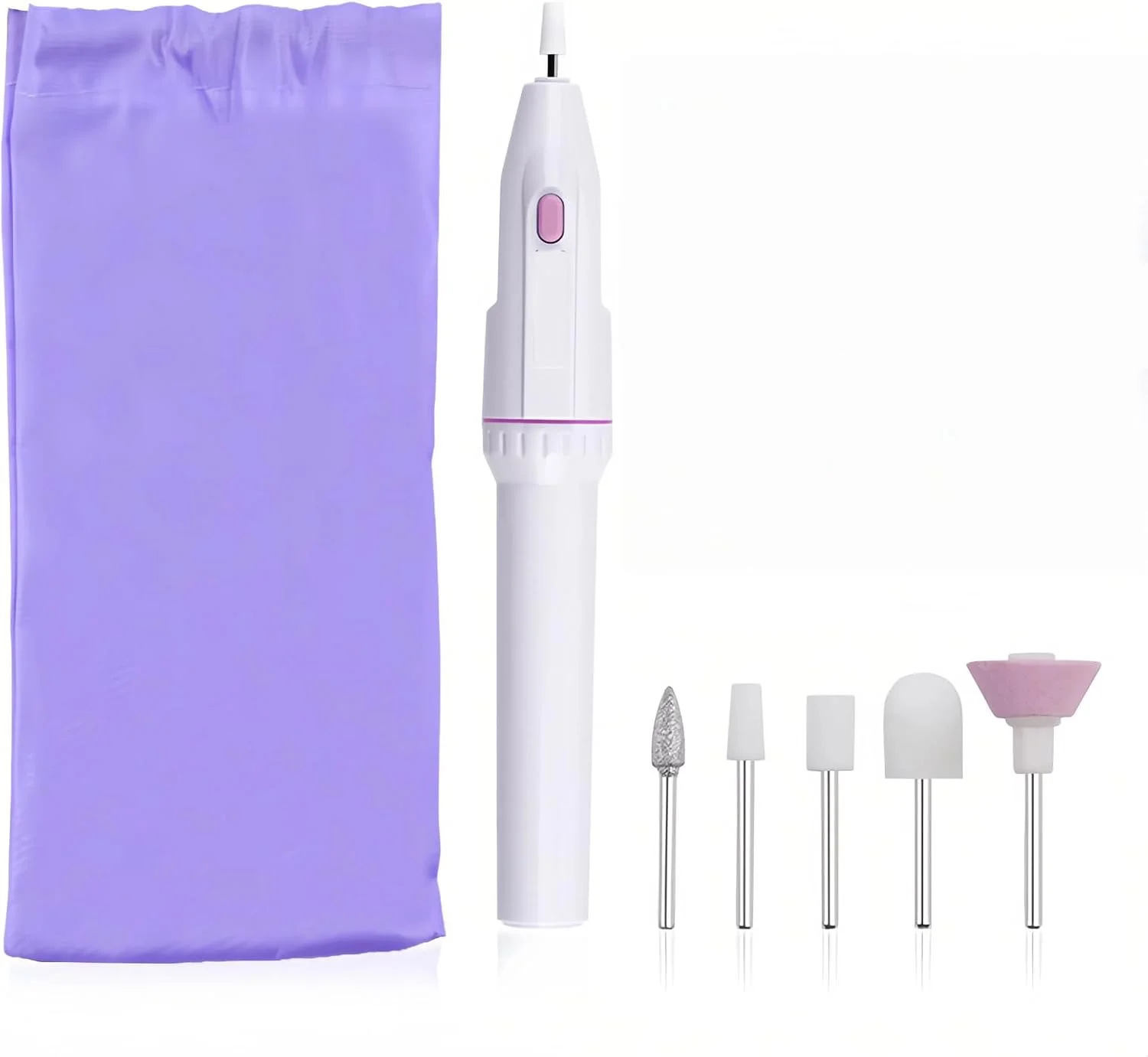 قلم دریل برقی ناخن، کیت سوهان کوچک قابل حمل و برگشت پذیر با 5 سری | بی سیم (باتری های قلمی شامل نمی شود)