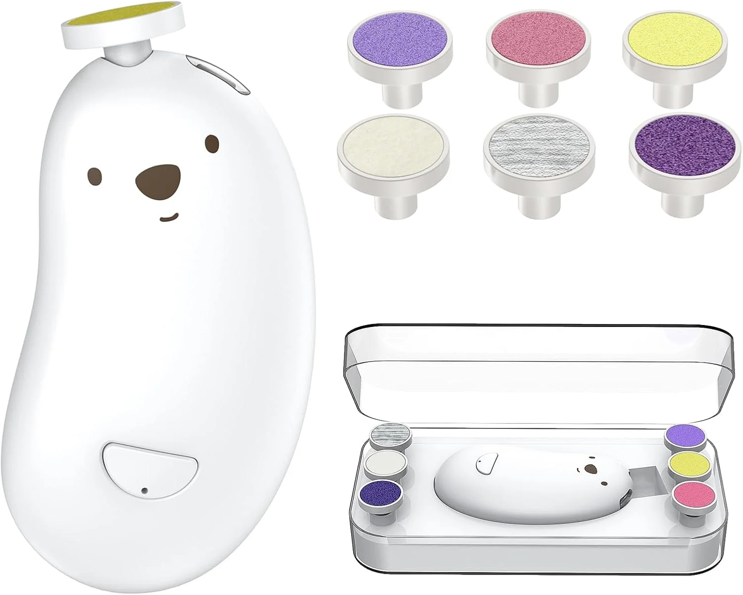 سوهان ناخن برقی نوزاد، ناخن گیر شارژی نوزاد با 6 سری سمباده و چراغ LED، ست سوهان ناخن ایمن برای نوزاد، کودک نوپا، جایگزینی برای ناخن گیر نوزاد، ست مانیکور نوزاد