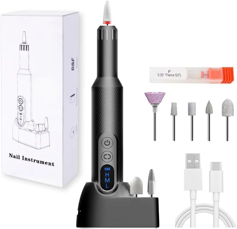 دستگاه سوهان برقی ناخن، سوهان برقی ناخن بی سیم، کیت مانیکور پدیکور برای ناخن های اکریلیک و ژل، سوهان برقی ناخن شارژی، سنگ سنباده ناخن حرفه ای برای استفاده در سالن منزل